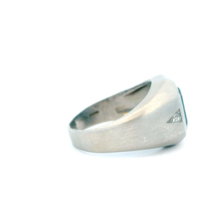 Platinum Blue Sapphire and Diamond Ring