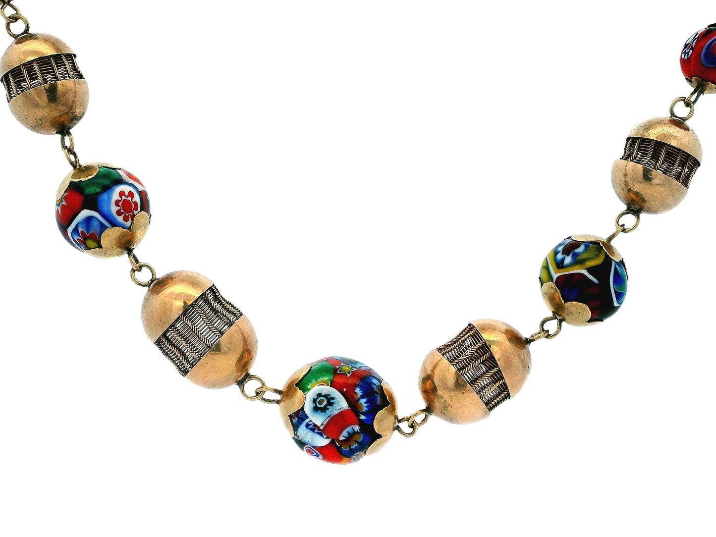 Venetian Glass Beads & Gold Necklace