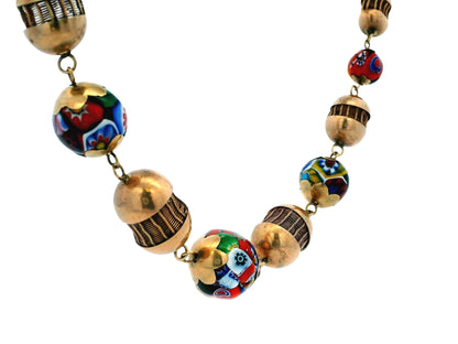 Venetian Glass Beads & Gold Necklace