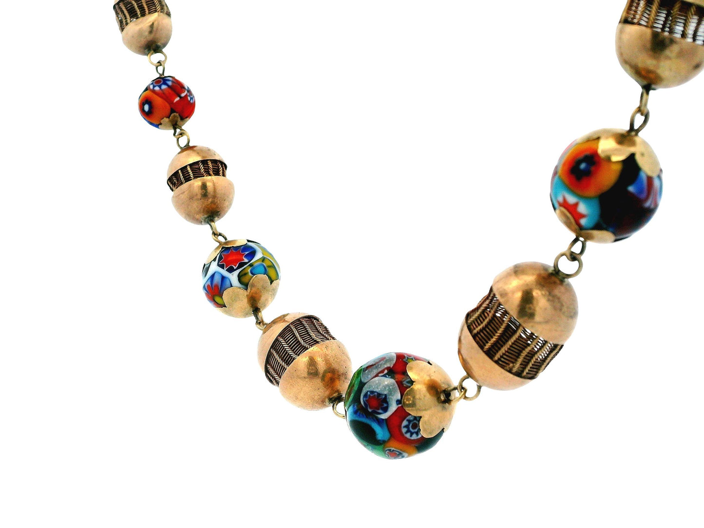 Venetian Glass Beads & Gold Necklace