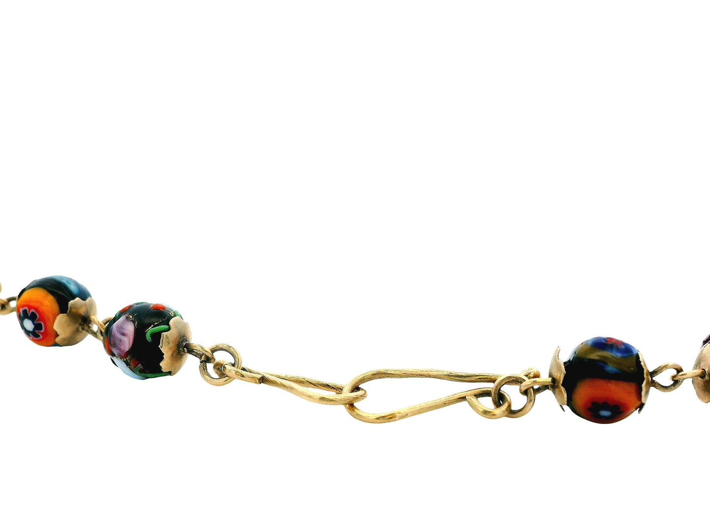 Venetian Glass Beads & Gold Necklace