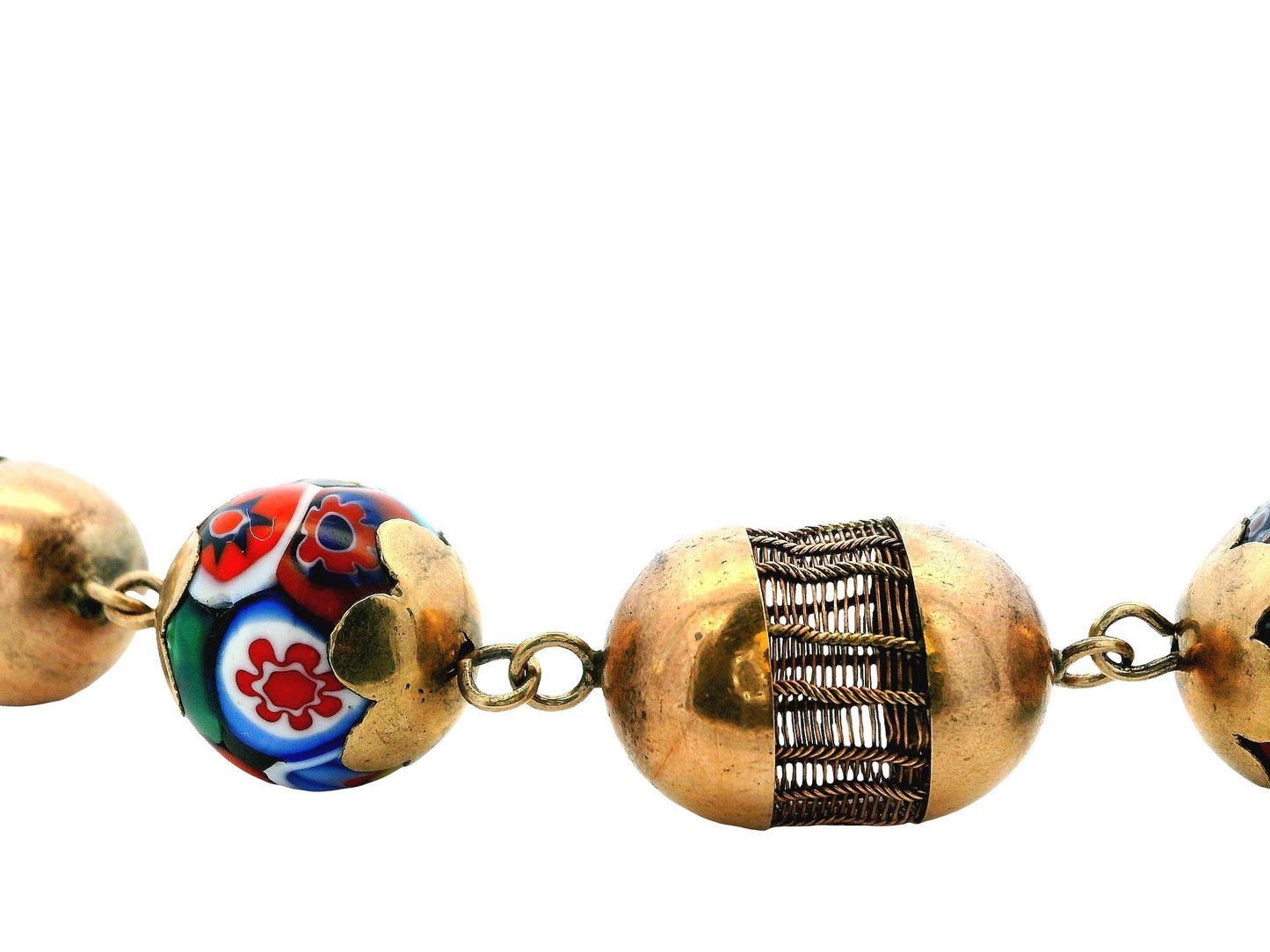 Venetian Glass Beads & Gold Necklace