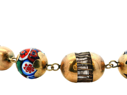 Venetian Glass Beads & Gold Necklace