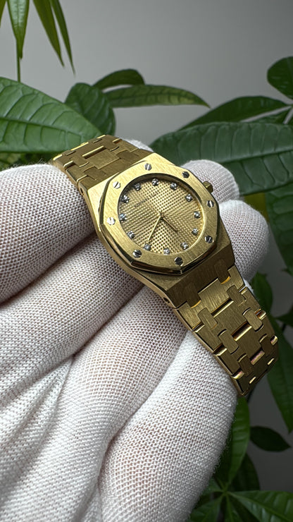 Audemars Piguet-Royal Oak Champagne Diamond Dial 18K Yellow Gold Ladies Watch
