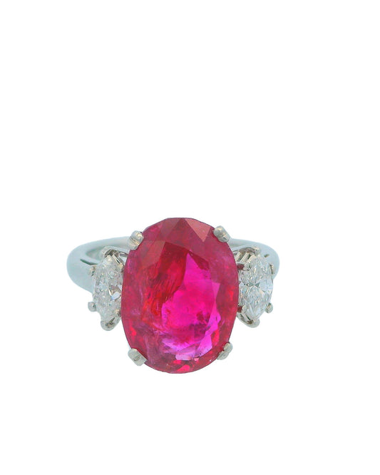 AGL Certified Oval Ruby 7.25Ct with Diamonds Ring