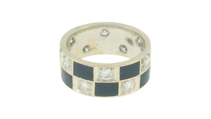 Blue Enamel & Diamond In White Gold Ring