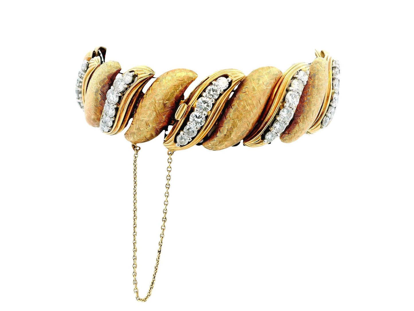 14K Rose Gold Florentined 'S' Links Diamond Bracelet