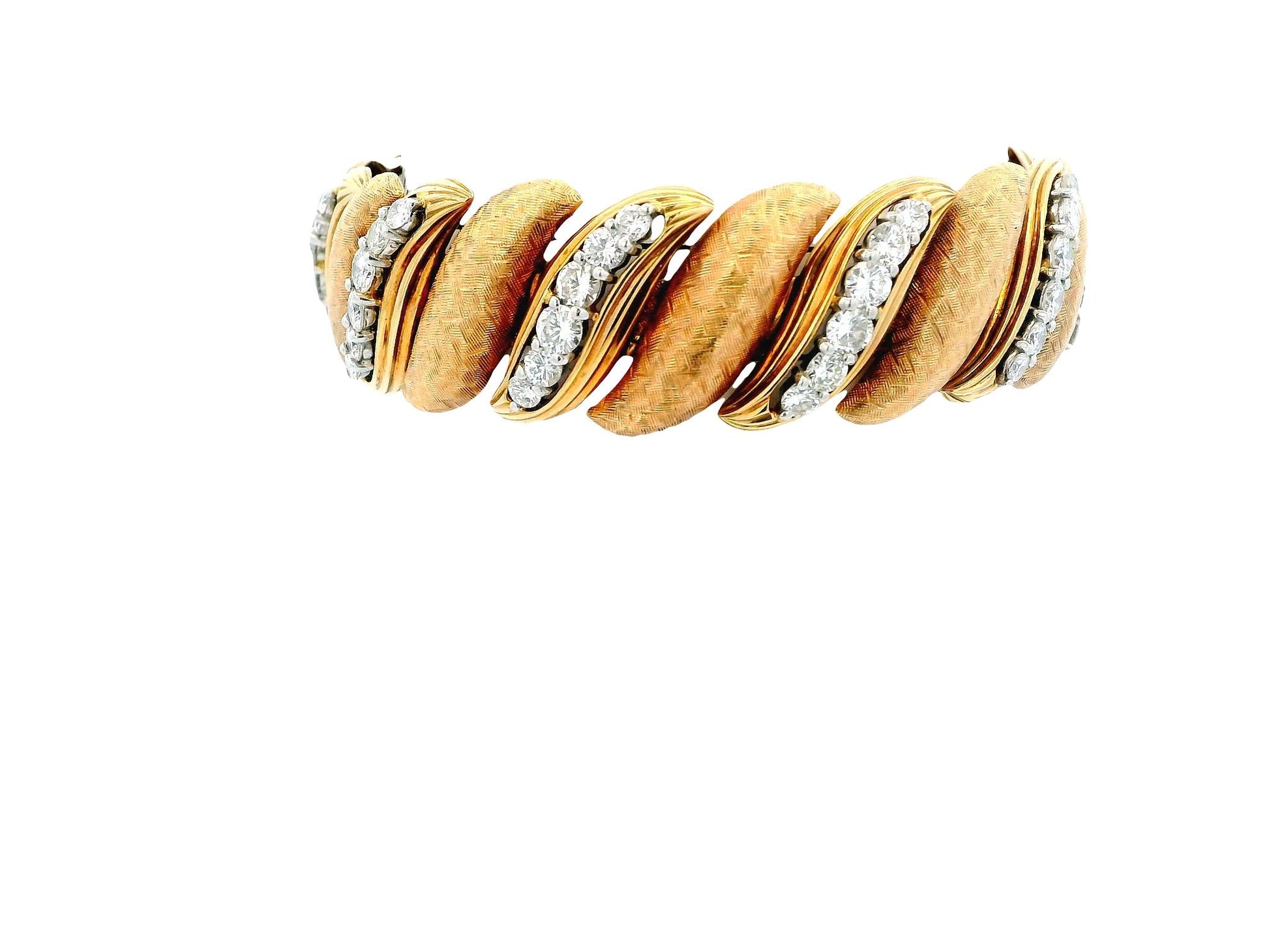 14K Rose Gold Florentined 'S' Links Diamond Bracelet