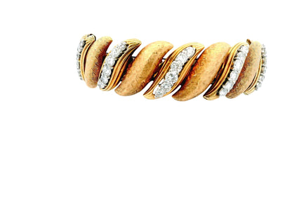 14K Rose Gold Florentined 'S' Links Diamond Bracelet