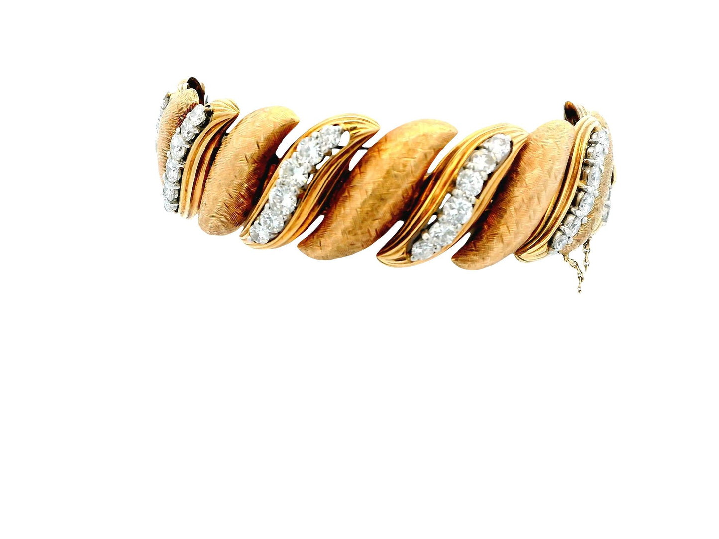 14K Rose Gold Florentined 'S' Links Diamond Bracelet