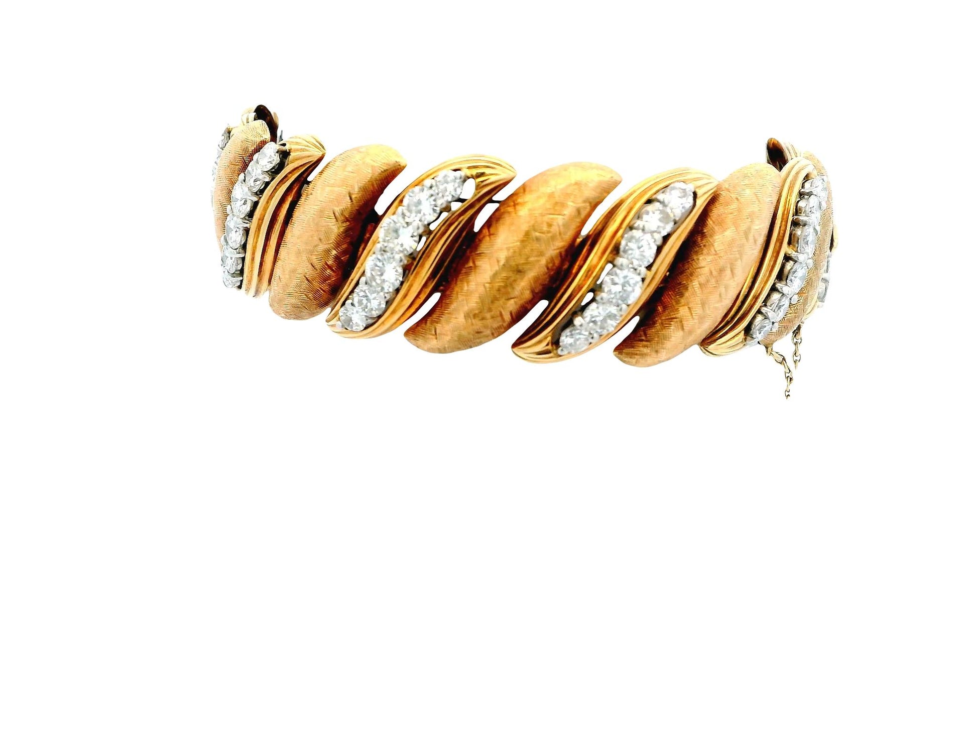 14K Rose Gold Florentined 'S' Links Diamond Bracelet