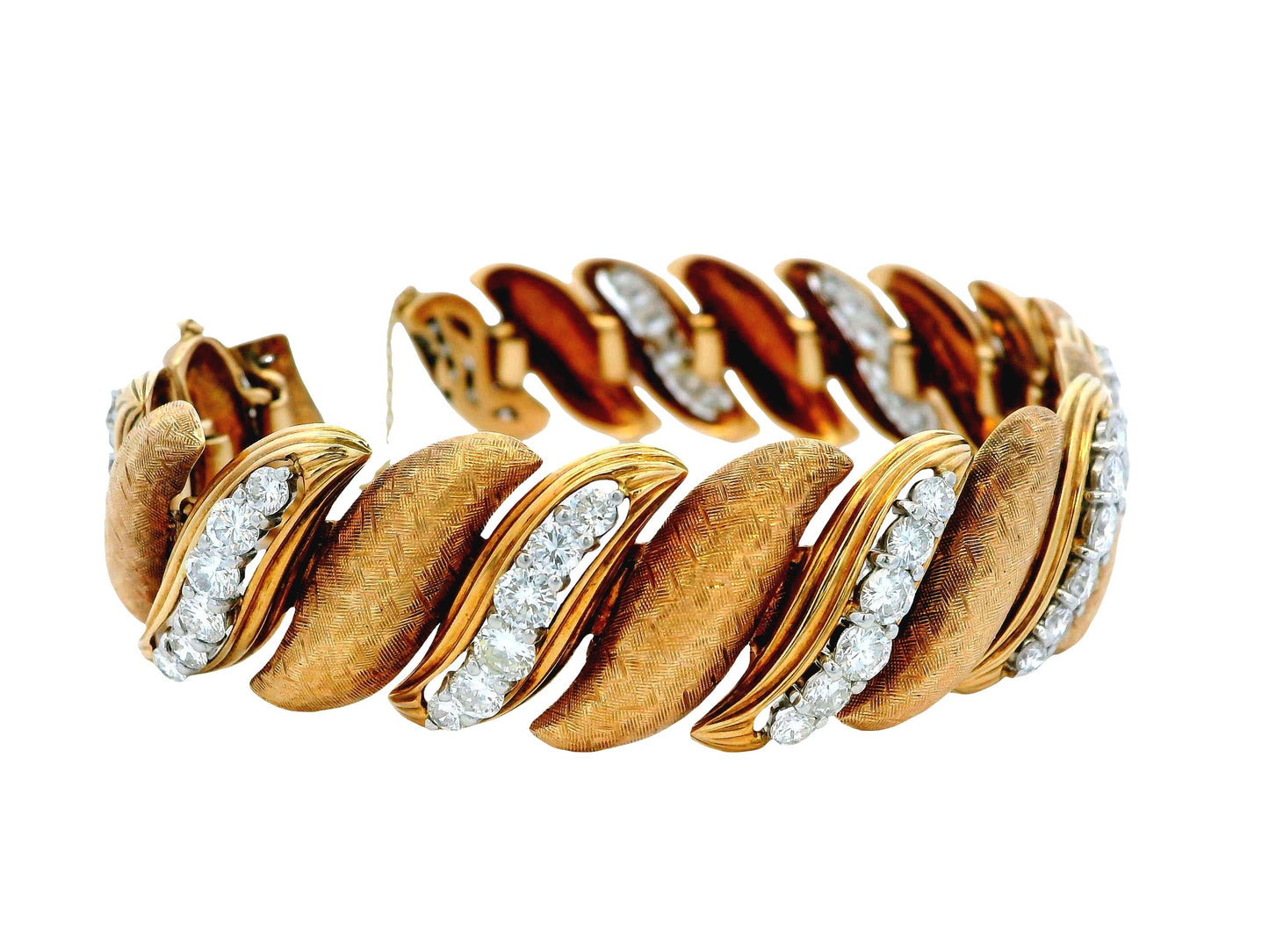 14K Rose Gold Florentined 'S' Links Diamond Bracelet