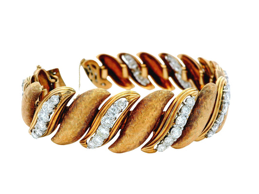 14K Rose Gold Florentined 'S' Links Diamond Bracelet