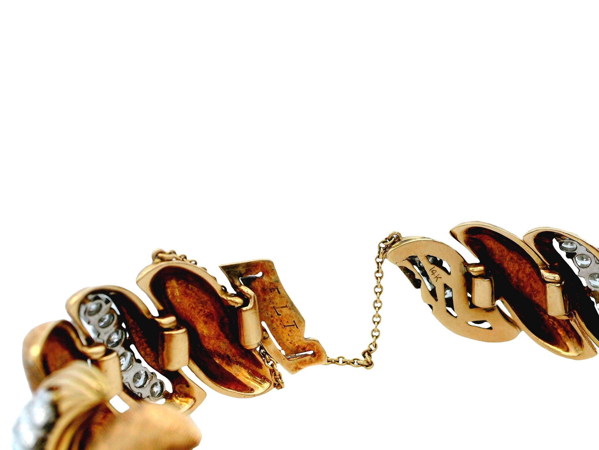 14K Rose Gold Florentined 'S' Links Diamond Bracelet