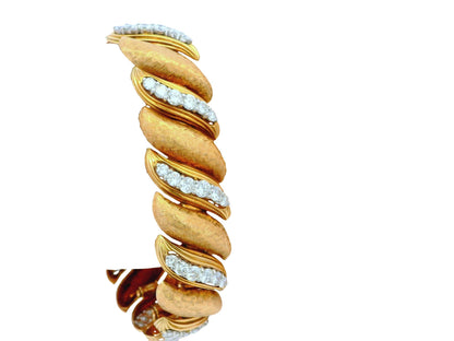 14K Rose Gold Florentined 'S' Links Diamond Bracelet