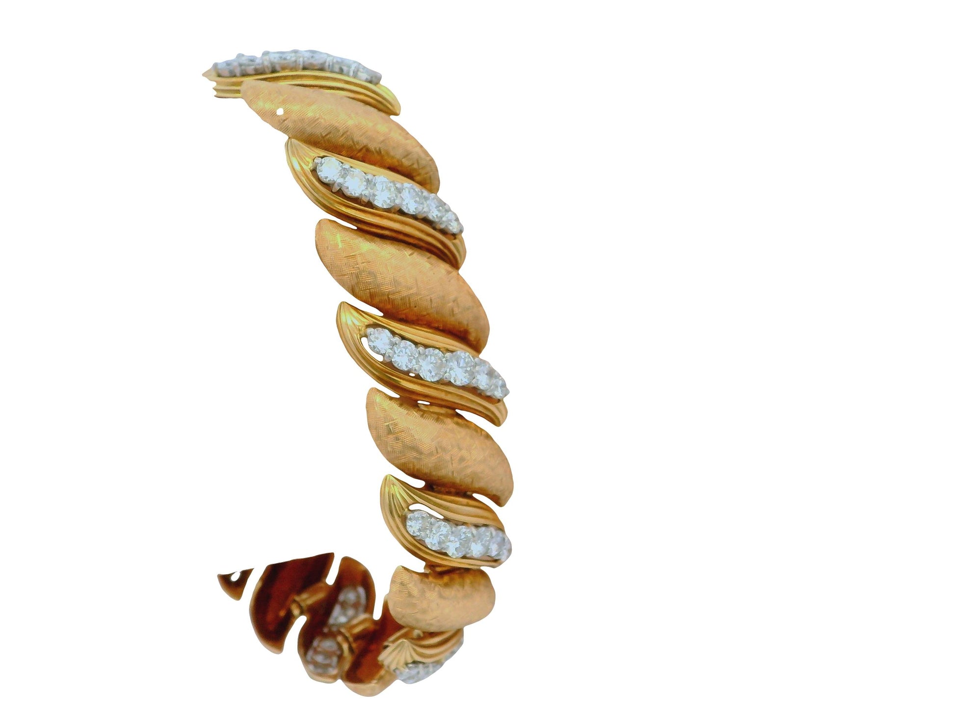 14K Rose Gold Florentined 'S' Links Diamond Bracelet