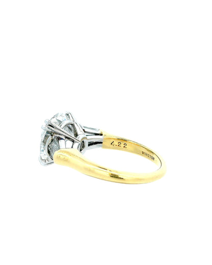 Harry Winston 4.22 Carats Vs2 Diamond Platinum & 18K Gold Ring  Papers