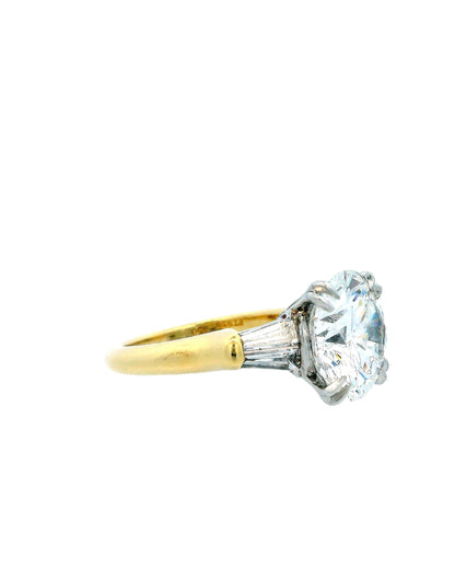 Harry Winston 4.22 Carats Vs2 Diamond Platinum & 18K Gold Ring  Papers