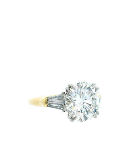Harry Winston 4.22 Carats Vs2 Diamond Platinum & 18K Gold Ring  Papers