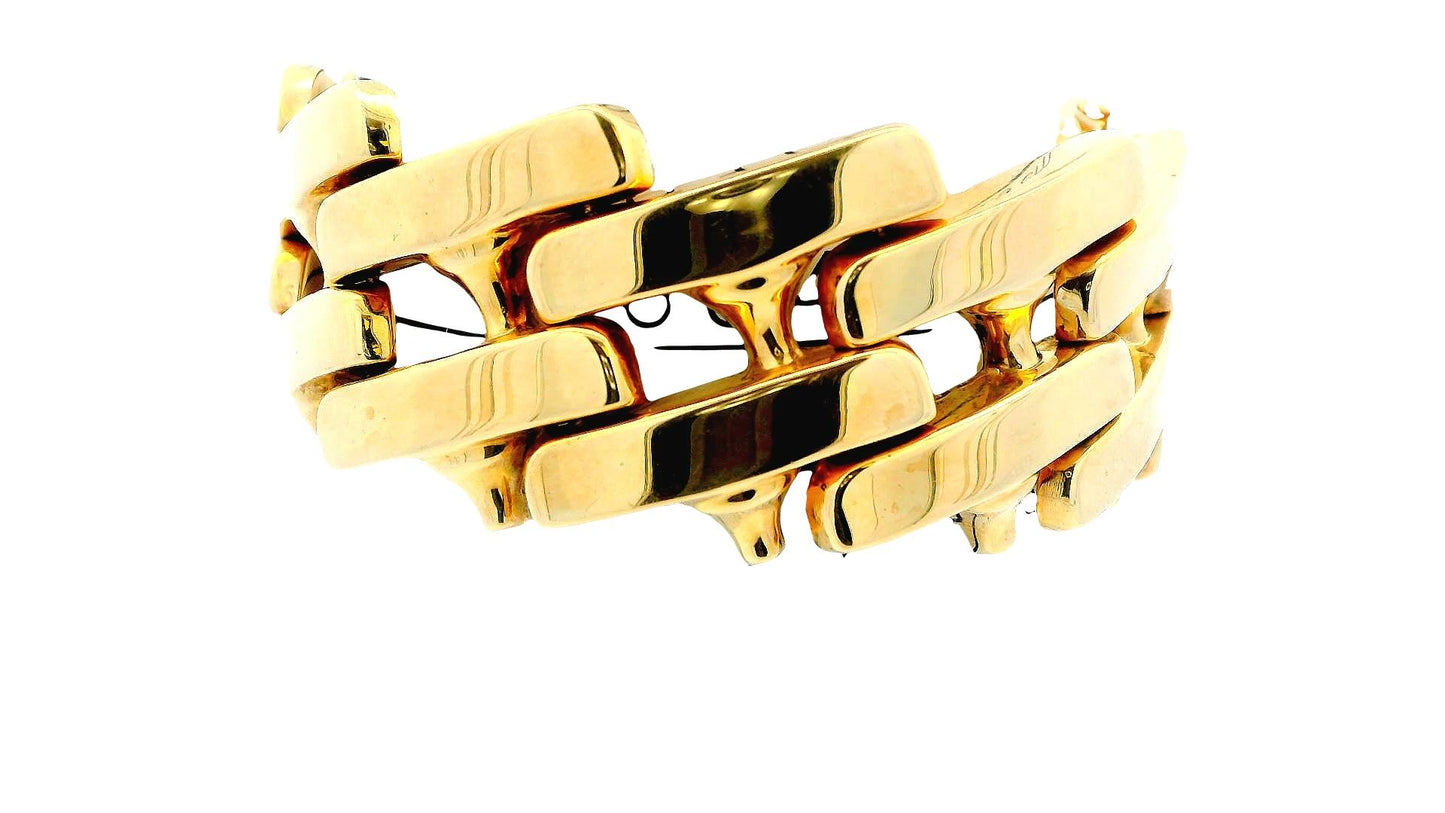 14K Yellow Gold Italian Bracelet Wide Links