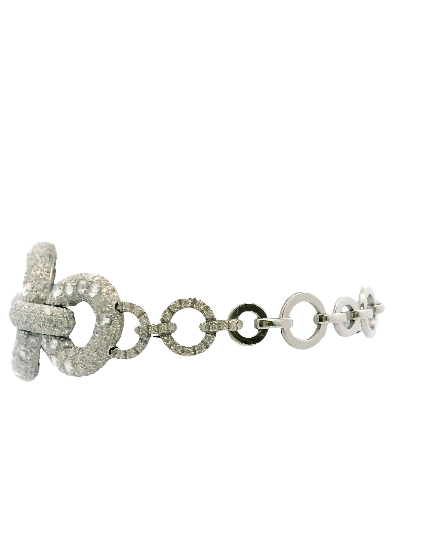 18K White Gold Diamond Pave Circle Bracelet