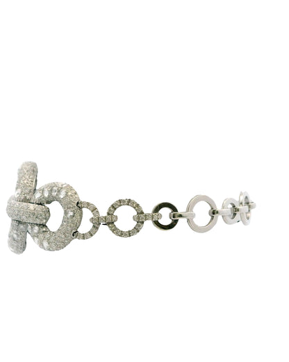 18K White Gold Diamond Pave Circle Bracelet