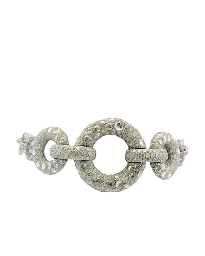 18K White Gold Diamond Pave Circle Bracelet