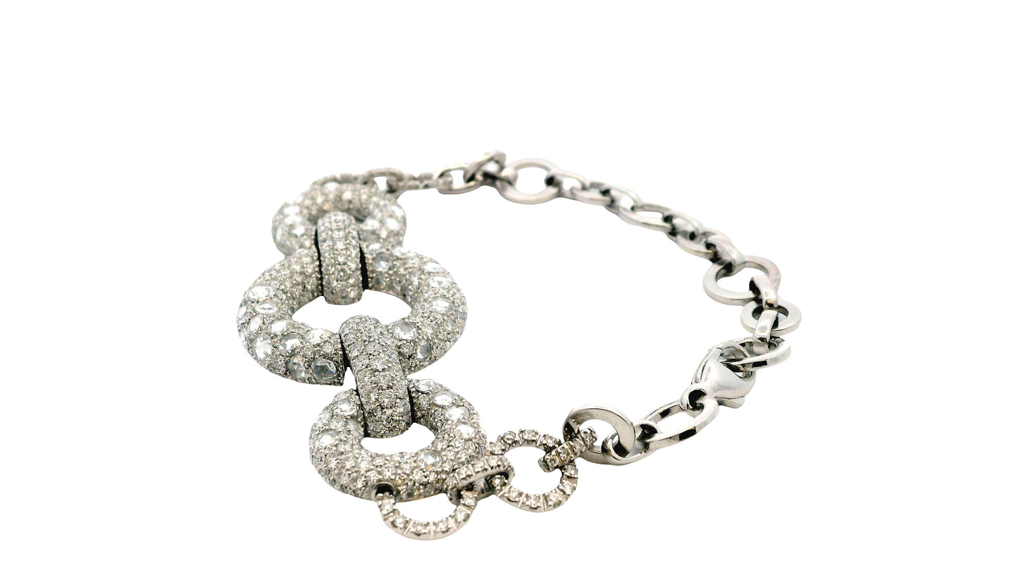 18K White Gold Diamond Pave Circle Bracelet