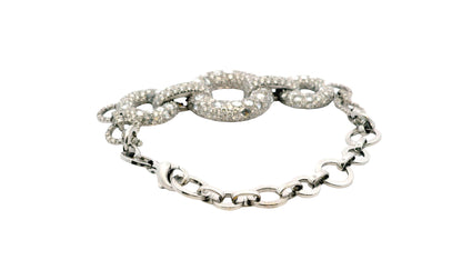18K White Gold Diamond Pave Circle Bracelet