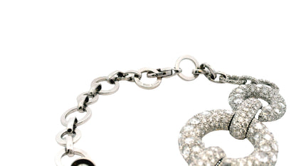 18K White Gold Diamond Pave Circle Bracelet