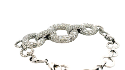 18K White Gold Diamond Pave Circle Bracelet