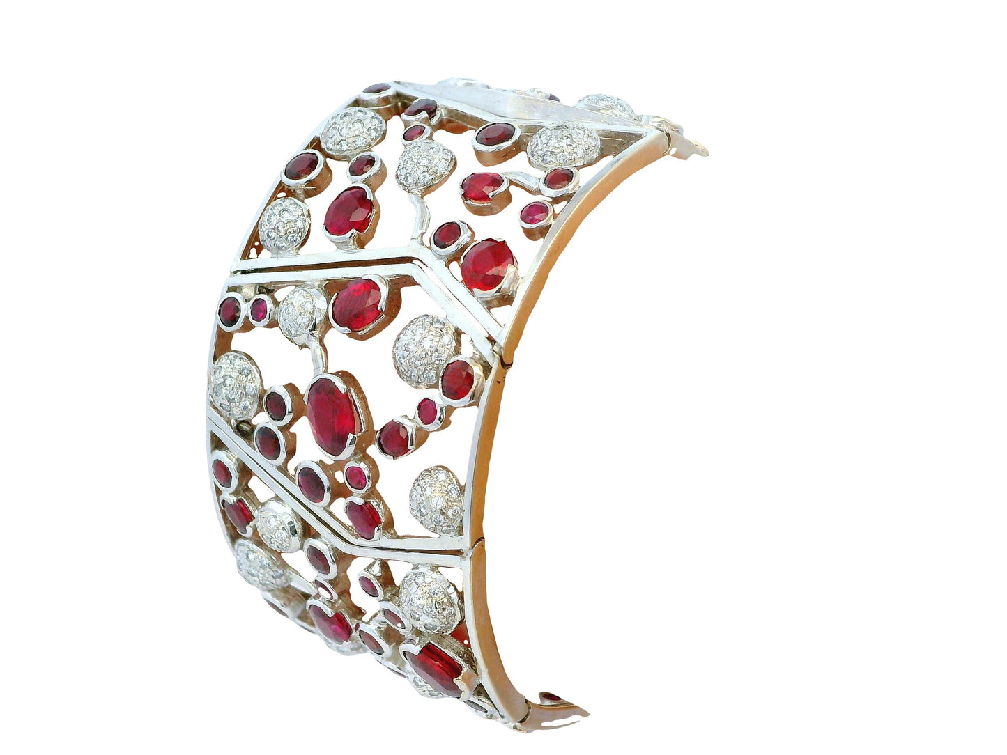 Nini 18K White Gold 20Ct Burma Rubies & 3.5 Ct Diamond Bracelet