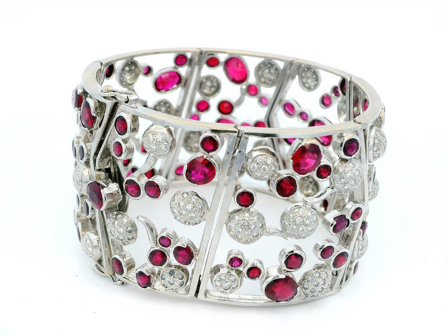 Nini 18K White Gold 20Ct Burma Rubies & 3.5 Ct Diamond Bracelet