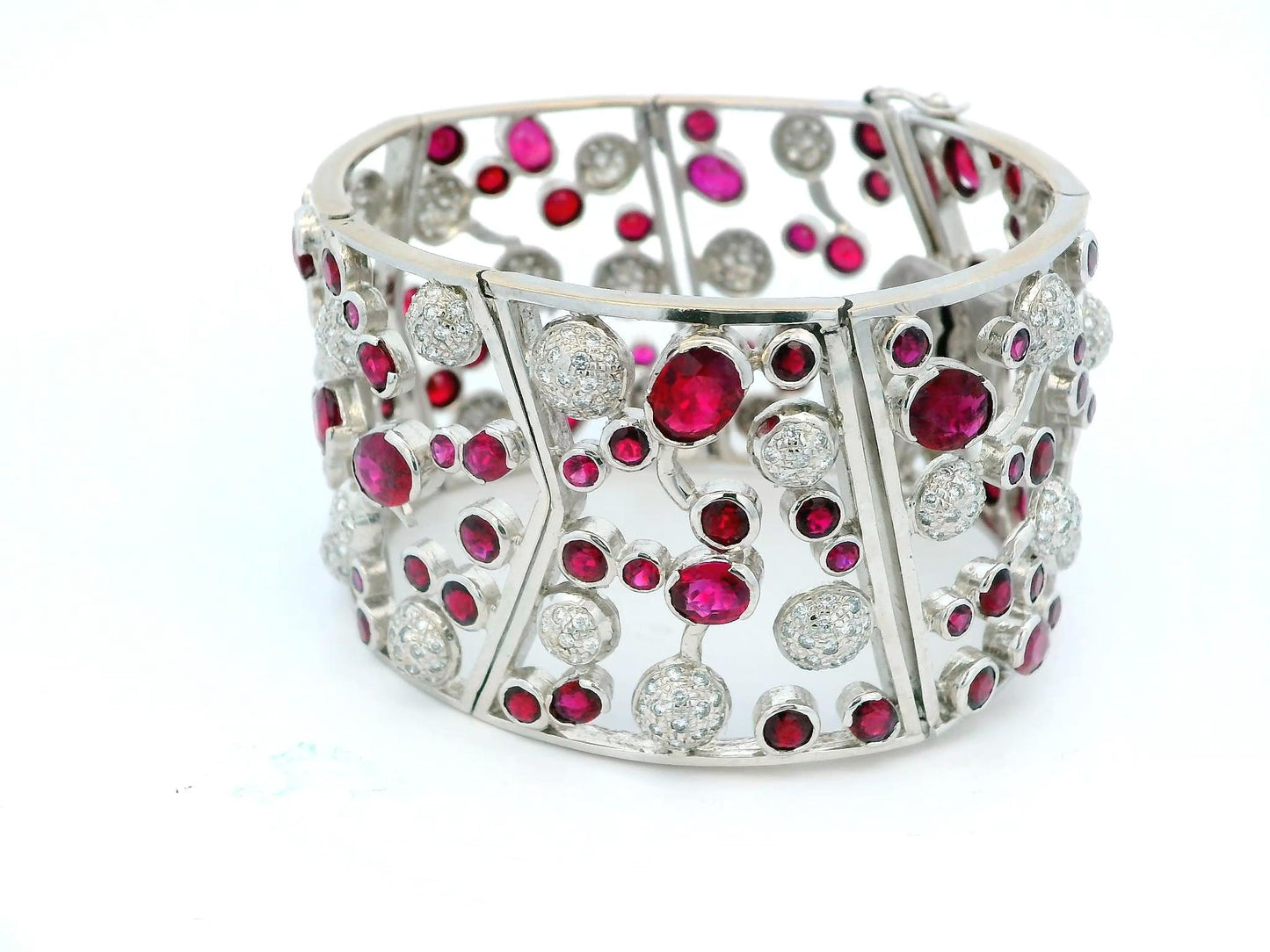 Nini 18K White Gold 20Ct Burma Rubies & 3.5 Ct Diamond Bracelet