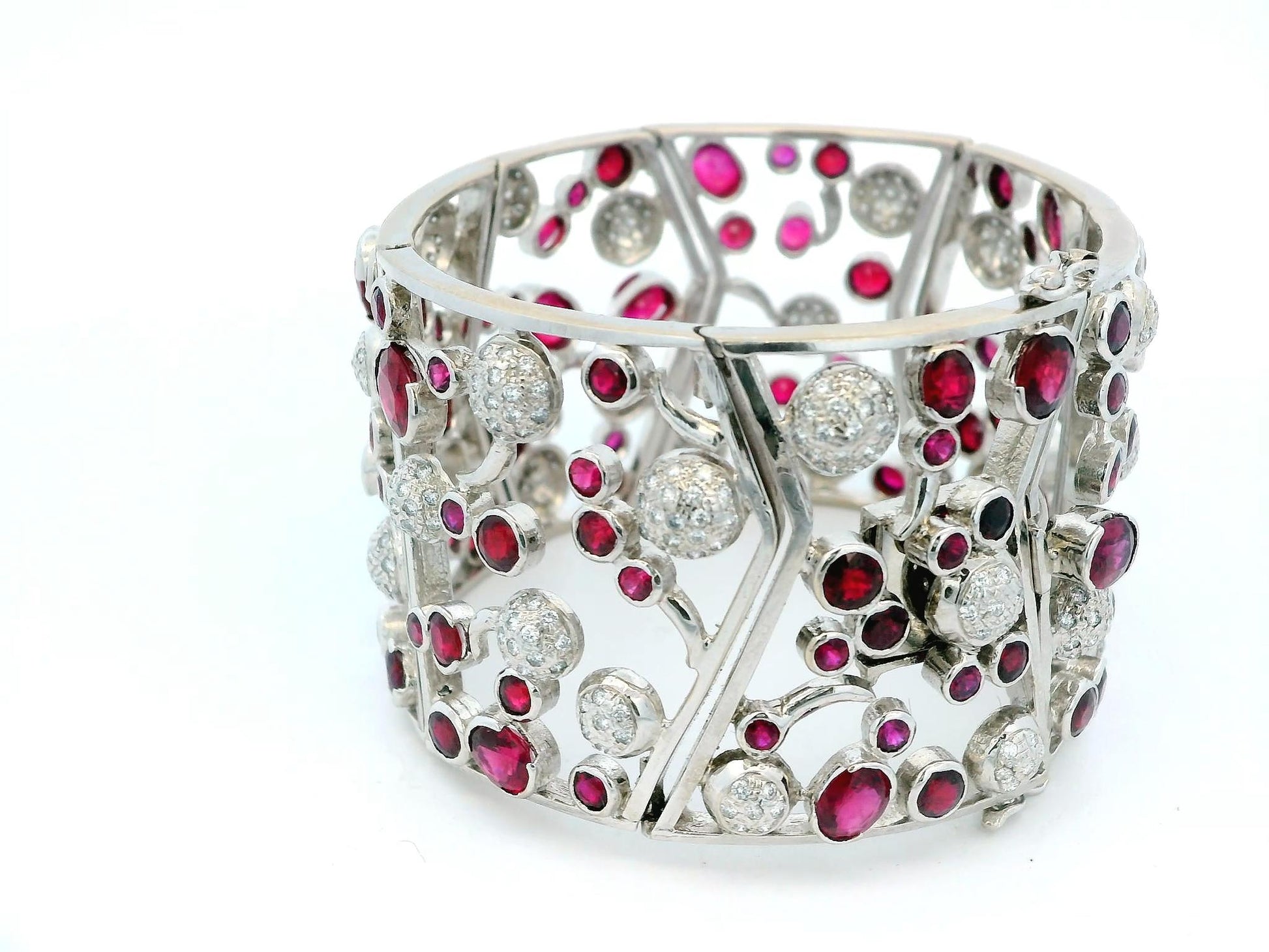 Nini 18K White Gold 20Ct Burma Rubies & 3.5 Ct Diamond Bracelet