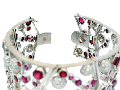Nini 18K White Gold 20Ct Burma Rubies & 3.5 Ct Diamond Bracelet