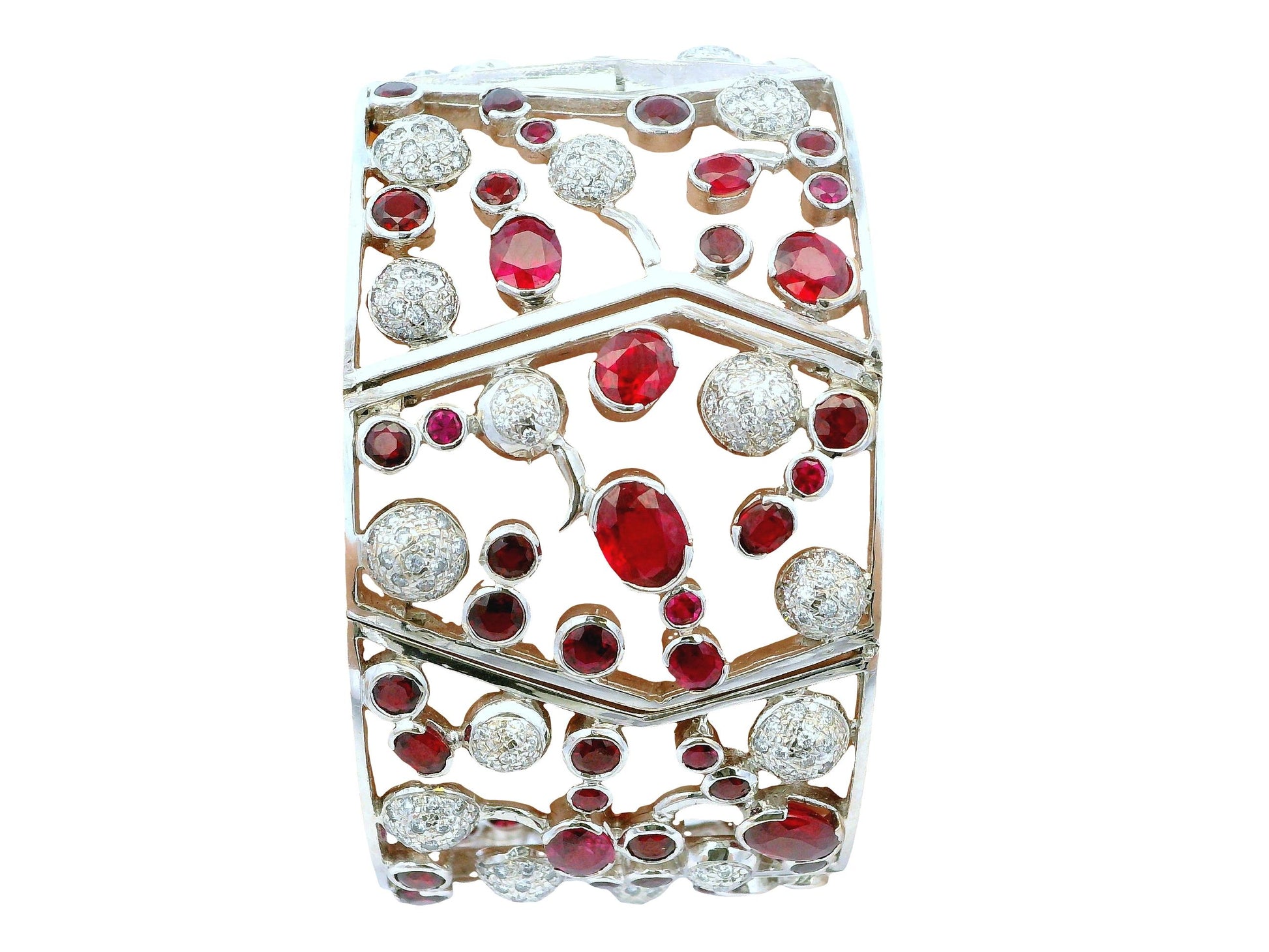 Nini 18K White Gold 20Ct Burma Rubies & 3.5 Ct Diamond Bracelet