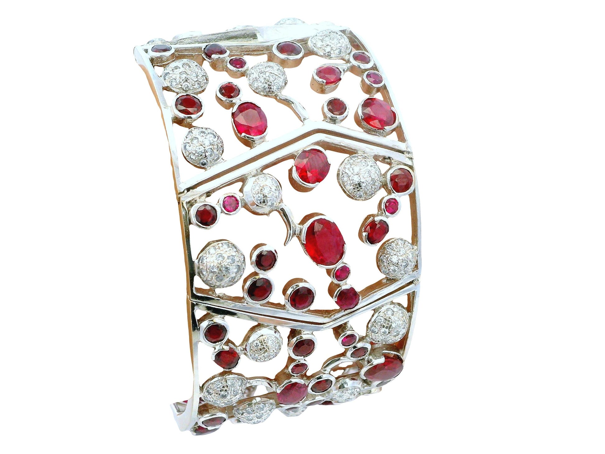 Nini 18K White Gold 20Ct Burma Rubies & 3.5 Ct Diamond Bracelet