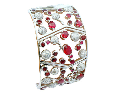 Nini 18K White Gold 20Ct Burma Rubies & 3.5 Ct Diamond Bracelet