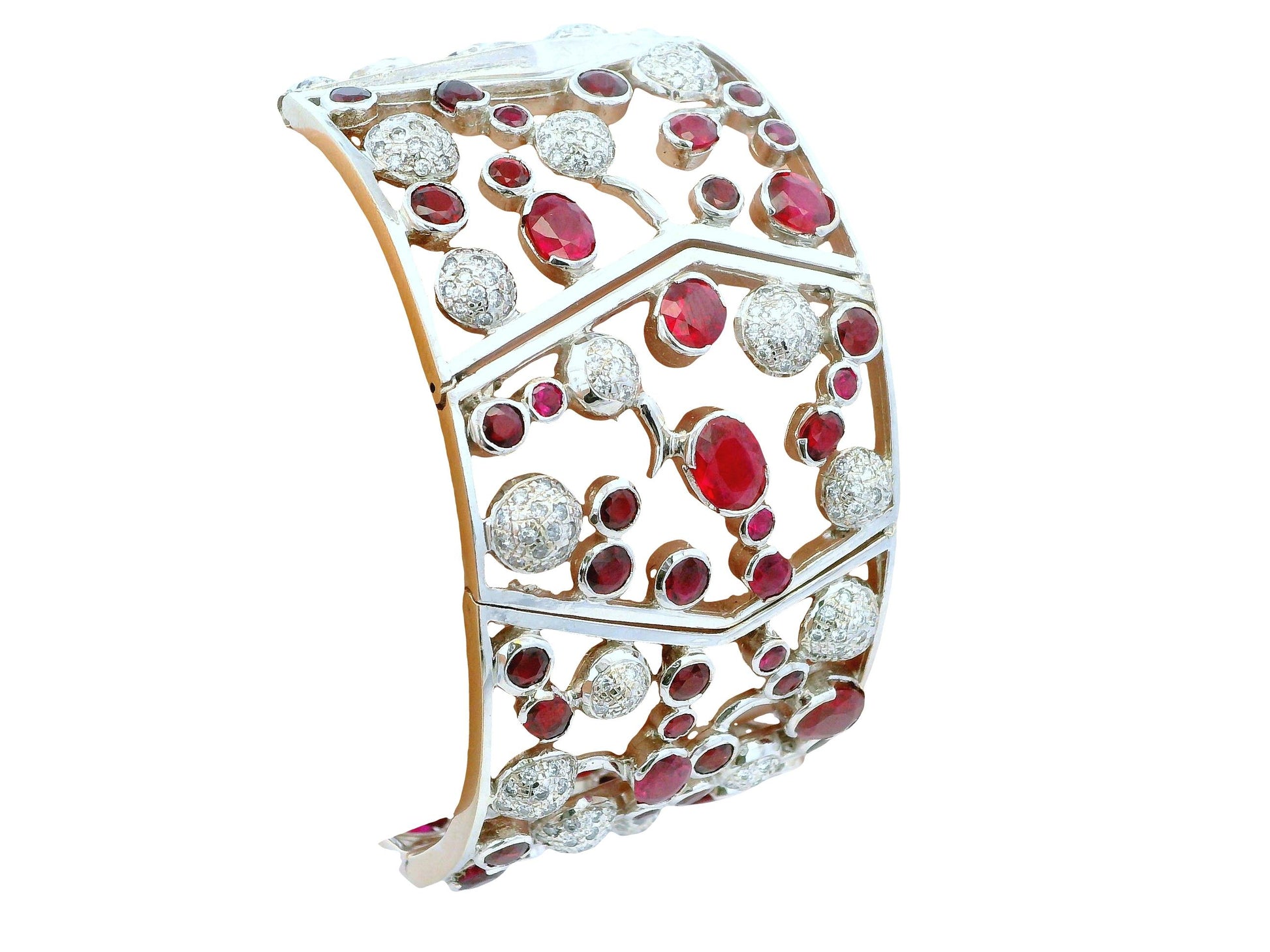 Nini 18K White Gold 20Ct Burma Rubies & 3.5 Ct Diamond Bracelet