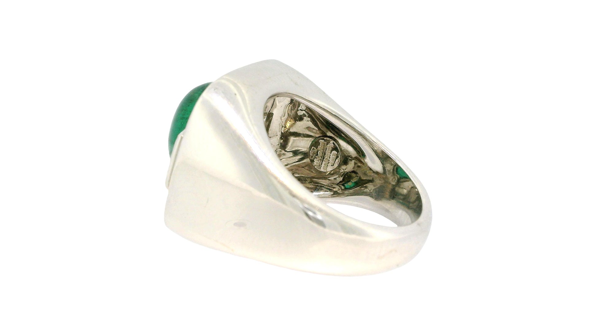 Sabaddini Italian 18K White Gold Emerald and diamond Ring