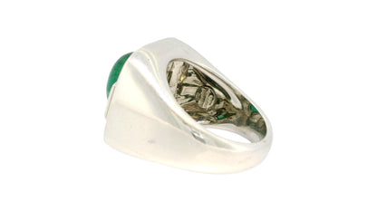 Sabaddini Italian 18K White Gold Emerald and diamond Ring