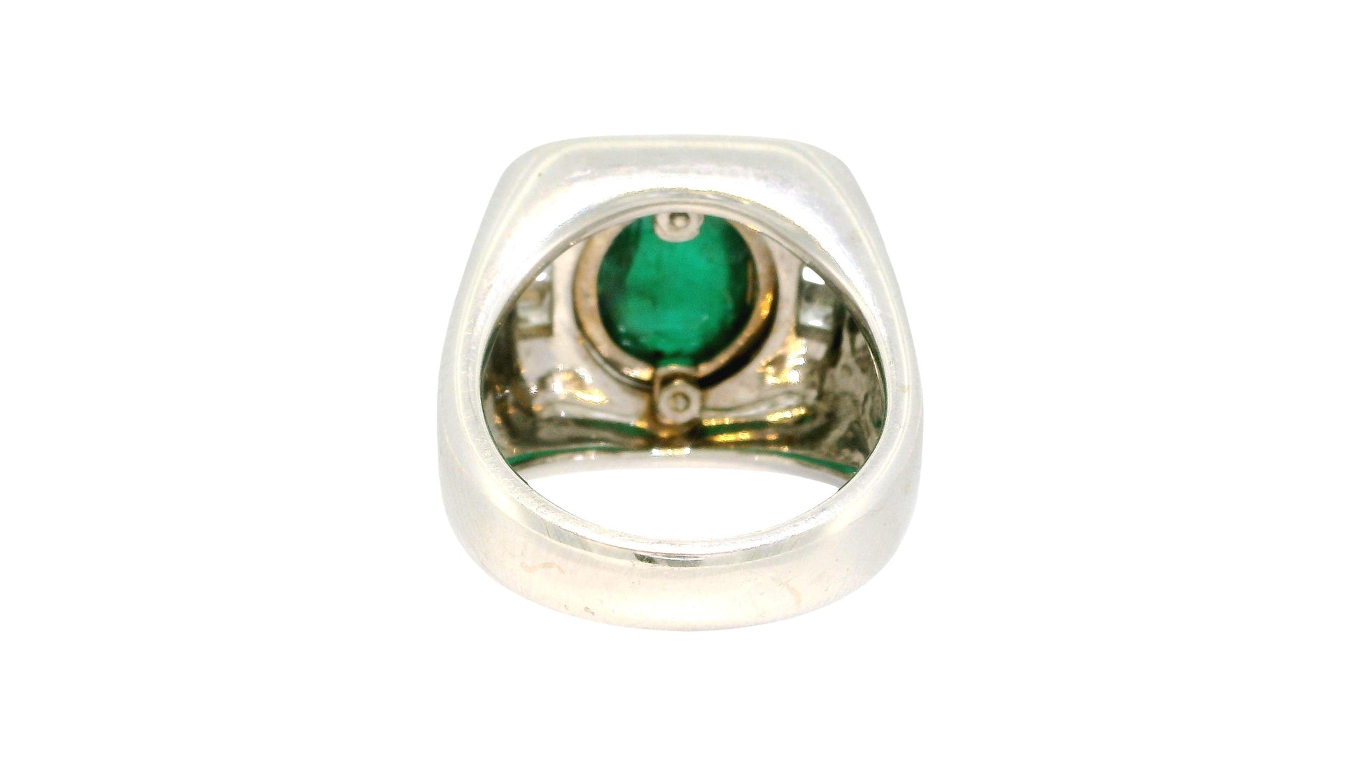 Sabaddini Italian 18K White Gold Emerald and diamond Ring