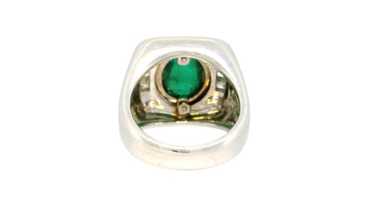 Sabaddini Italian 18K White Gold Emerald and diamond Ring