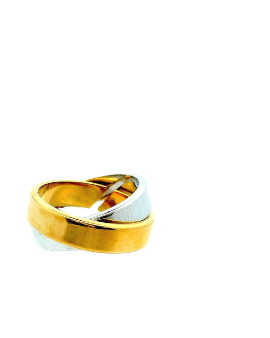 Hermes Rolling 18k Yellow & White Gold 2 plate Ring W/Box