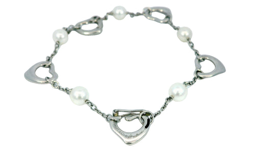 Tiffany & Co. Platinum  Pearl & Hearts Bracelet
