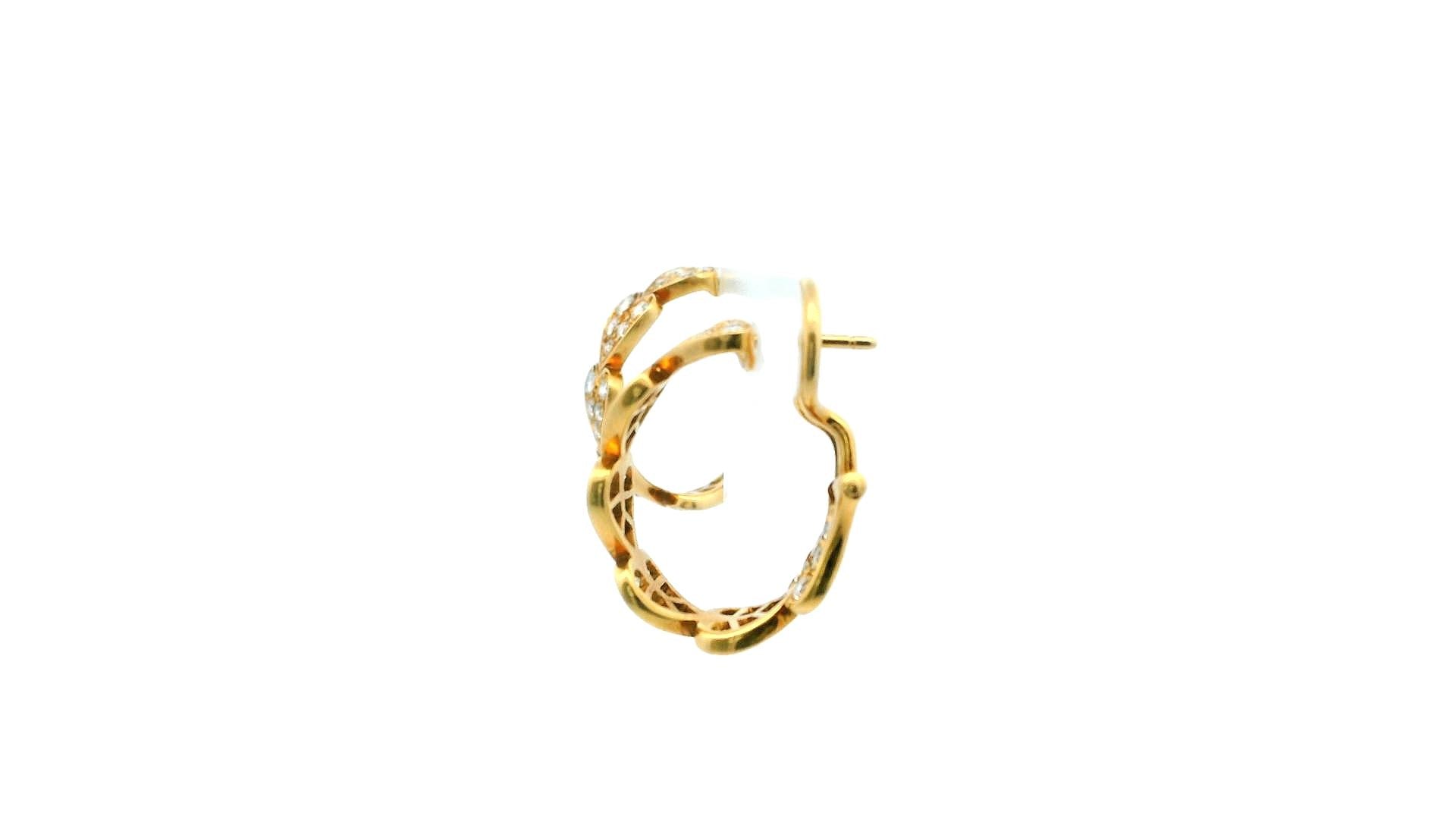 Cartier Virgo 18K Yellow Gold Pave Heart Motif Hoops Earrings