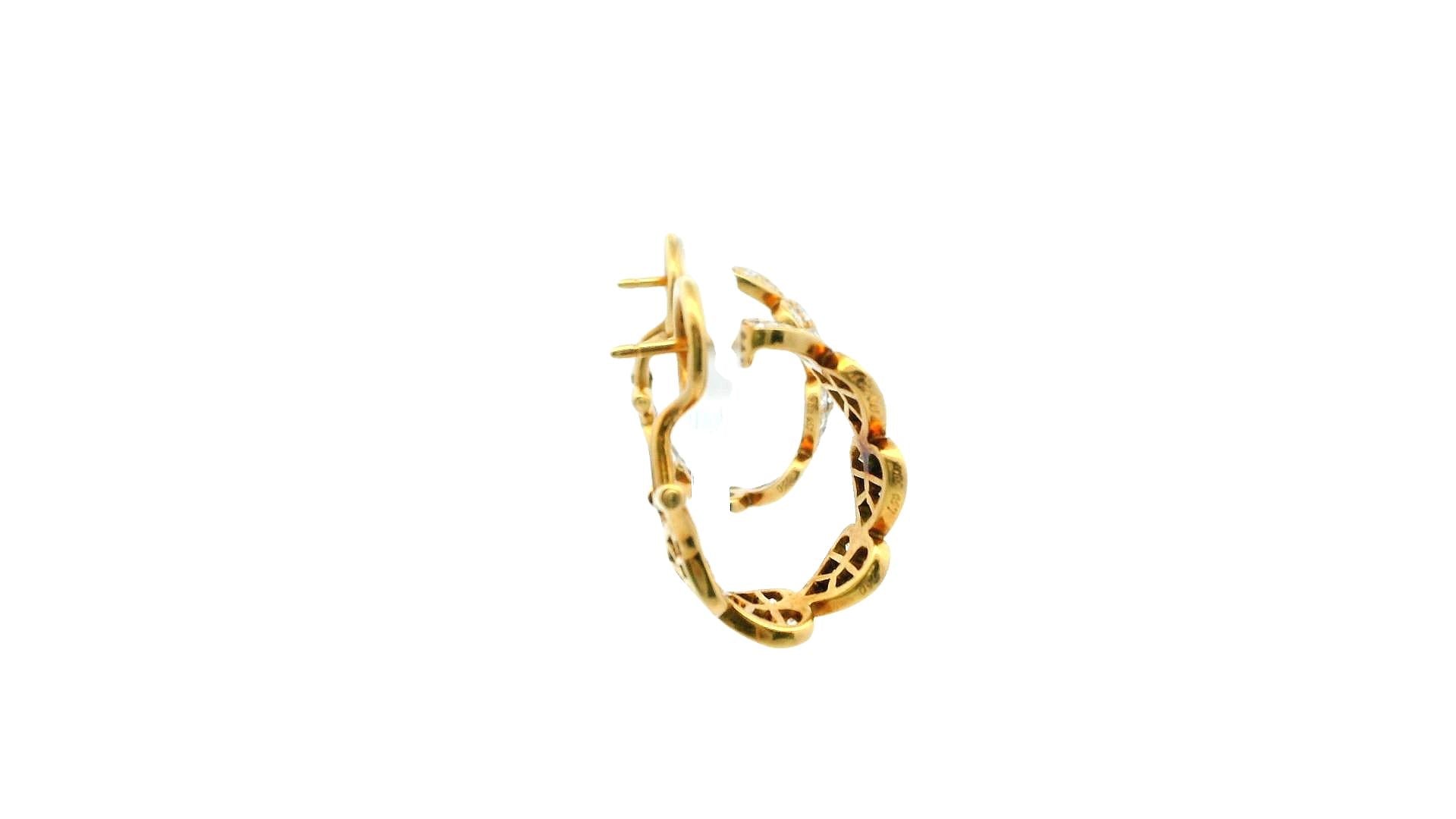 Cartier Virgo 18K Yellow Gold Pave Heart Motif Hoops Earrings