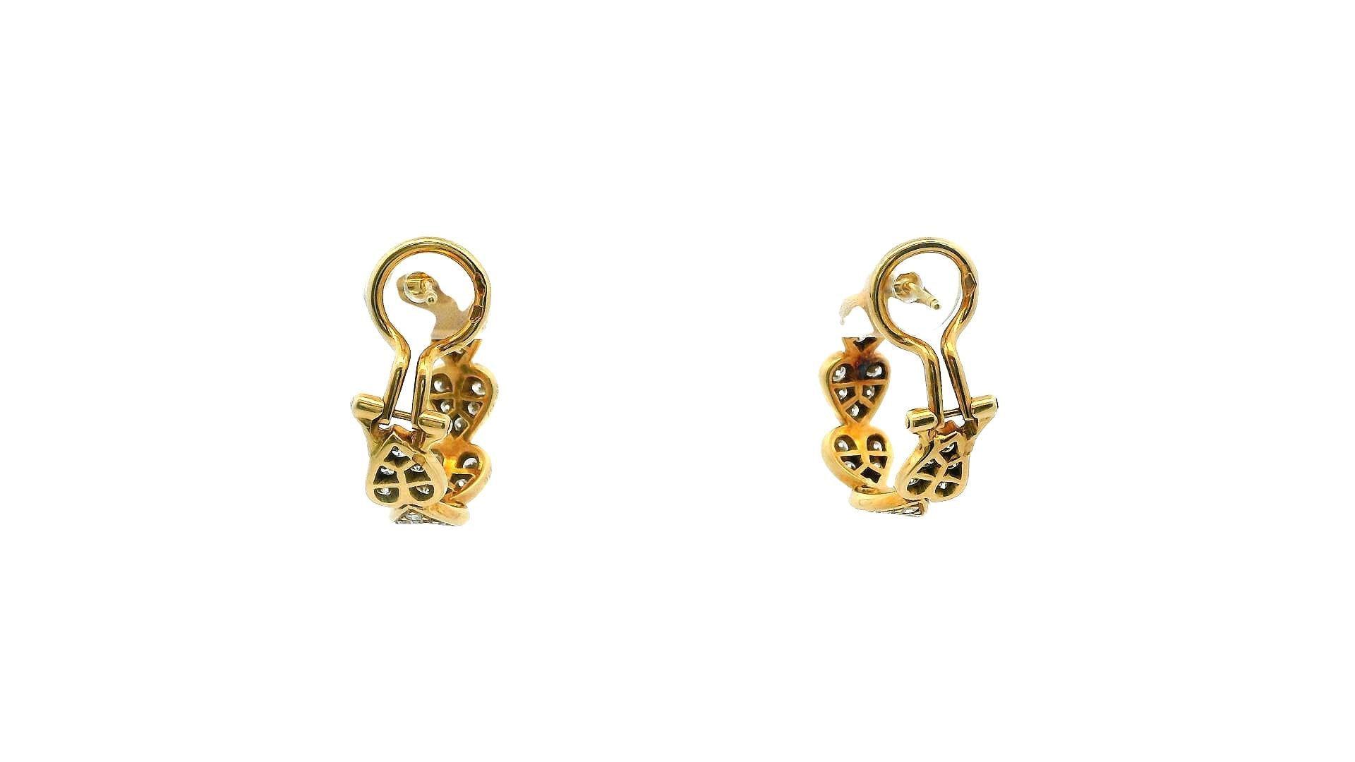 Cartier Virgo 18K Yellow Gold Pave Heart Motif Hoops Earrings