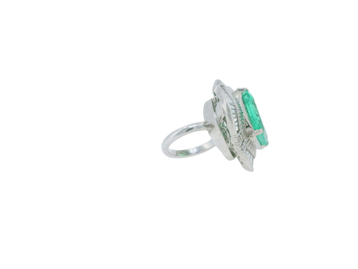 14.49-Carat Natural Emerald Ring with 2.86 CTW Diamond Accents in Platinum